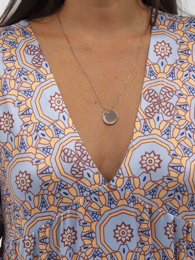 Boho Floral-Print V Neck Dresses