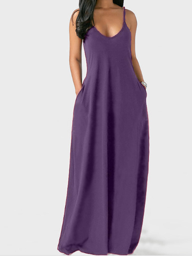 Cotton Loosen Solid Weaving Dress