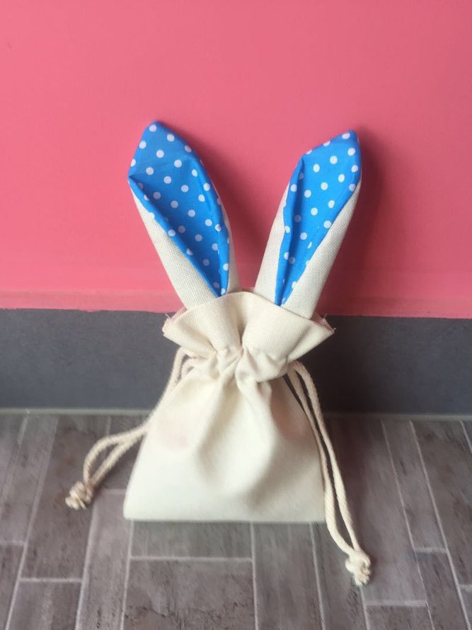Easter Bunny Ears Canvas Storage Drawstring Bag