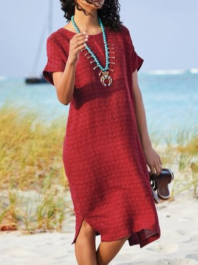 Shift Sweet Floral-Print Crew Neck Weaving Dress