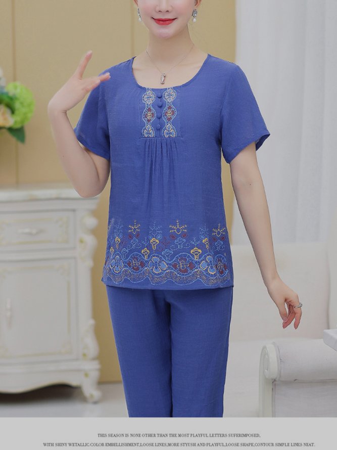 Cotton And Linen Pajama Set