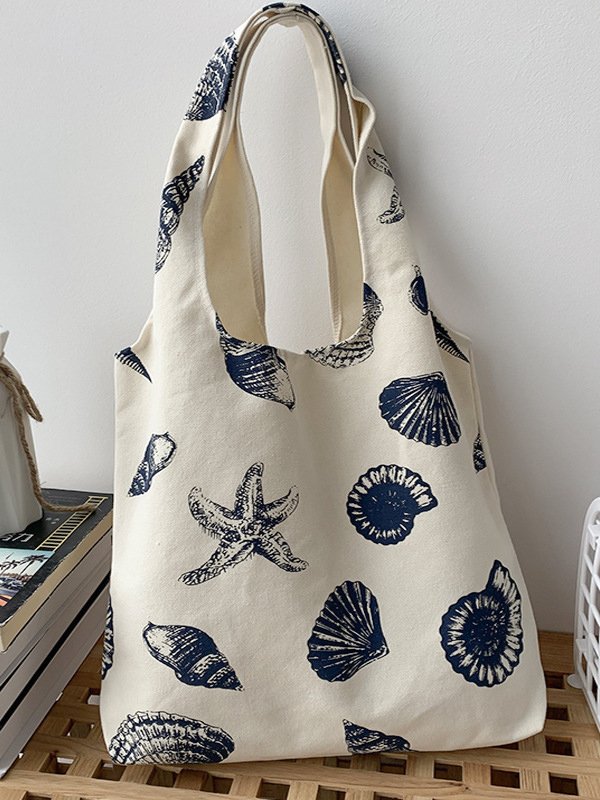 Casual Ocean Pattern Canvas Shoulder Bag Tote Bag Holiday Ethnic Boho
