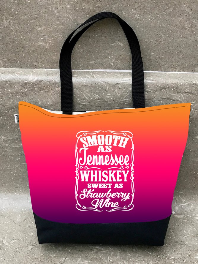 Smooth As Jennessee Slogan Gradient Linen Shoulder Bag Large Capacity Tote Bag