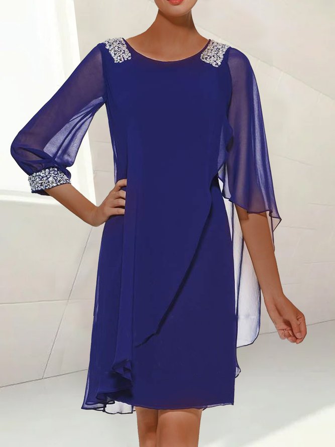 Round Neck Chiffon Elegant Occasion PartyFormal Midi Prom Dress