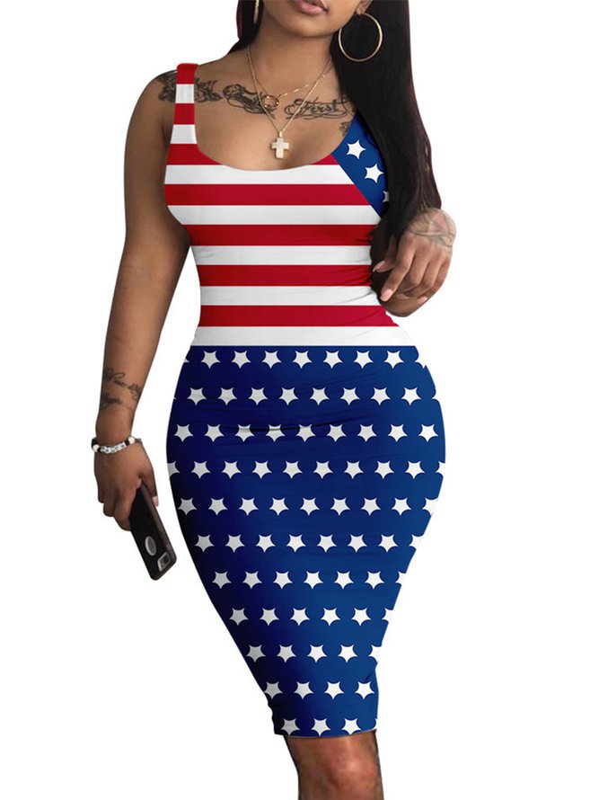 Sleeveless U-Neck Casual Dresses