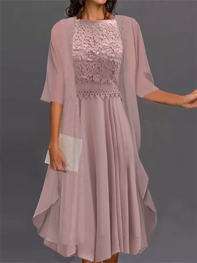 Crew Neck Loose Chiffon Elegant Two-Piece Set