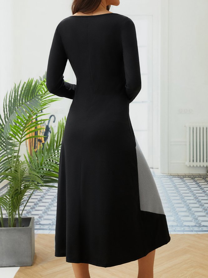 Color Block V Neck Tee Dress