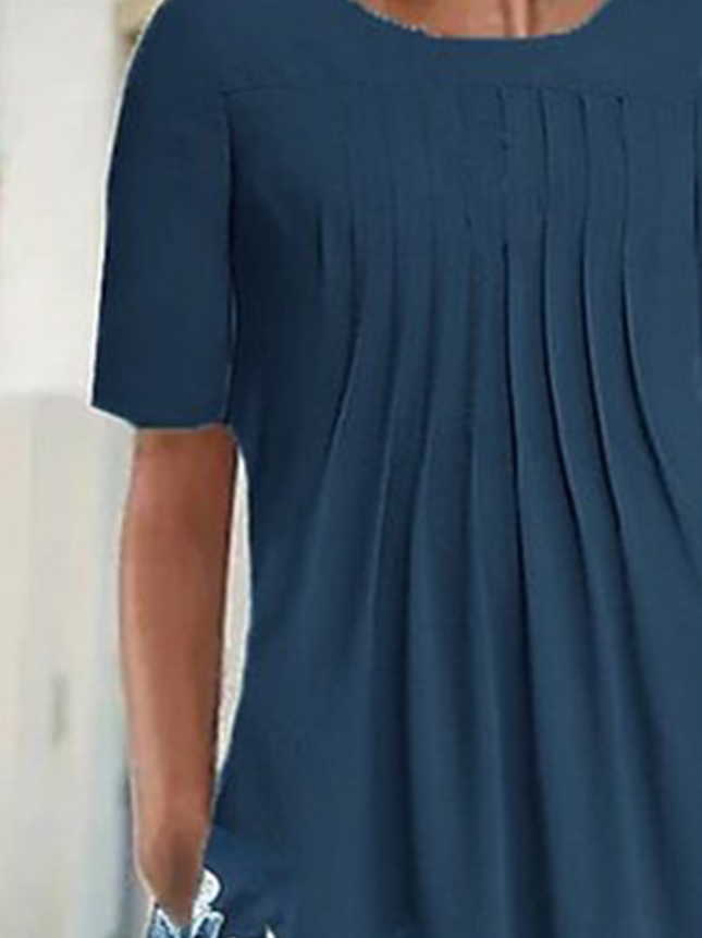 Crew Neck Floral Printed Casual Midi Dresses