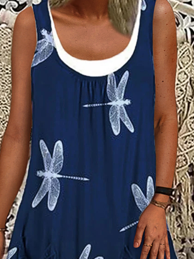 Round Neck Dragonfly Casual Dress