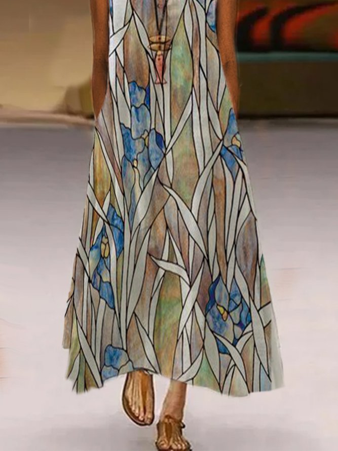 Polyester Cotton Sleeveless Statement Crew Neck Knitting Dress